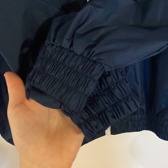 Zara Windbreaker Jacket Women US XS Oversized Zip Up Navy White Red Retro Cali - Picture 5 of 12